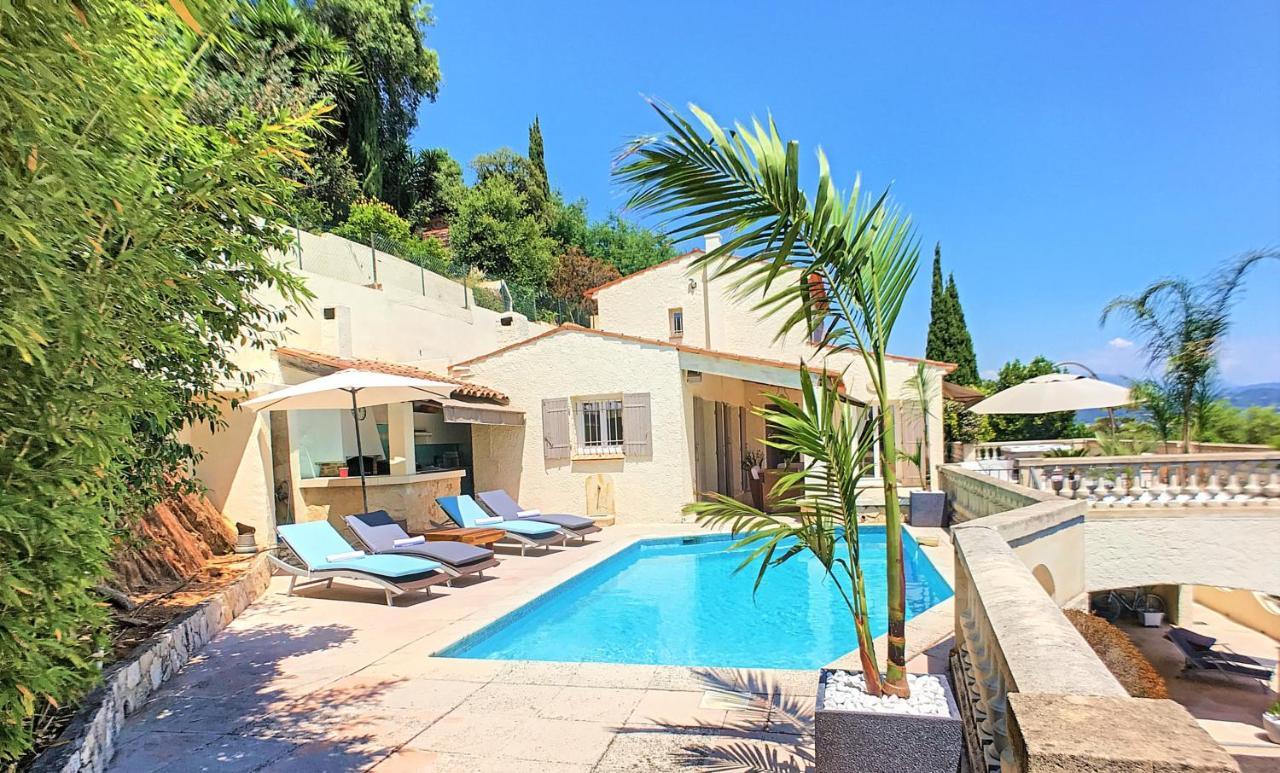 3 Bedrooms Villa Near Cannes - Pool & Jacuzzi - Sea View Mandelieu Dış mekan fotoğraf